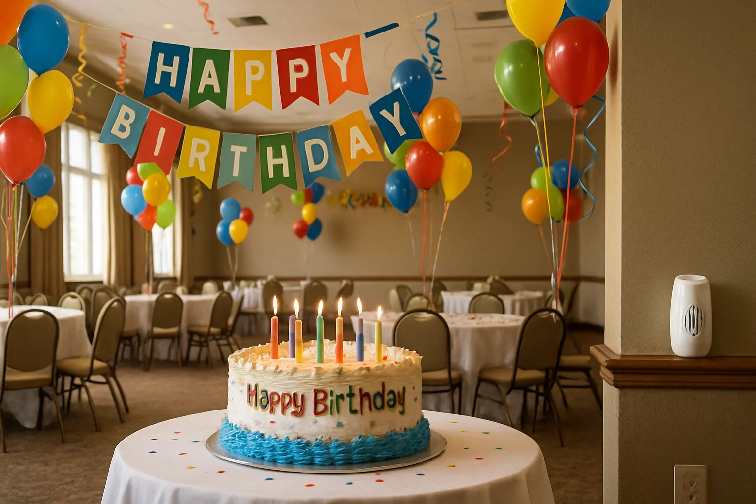 Aromatização para aniversários: festa de aniversário com aromatizador pregado em parede.