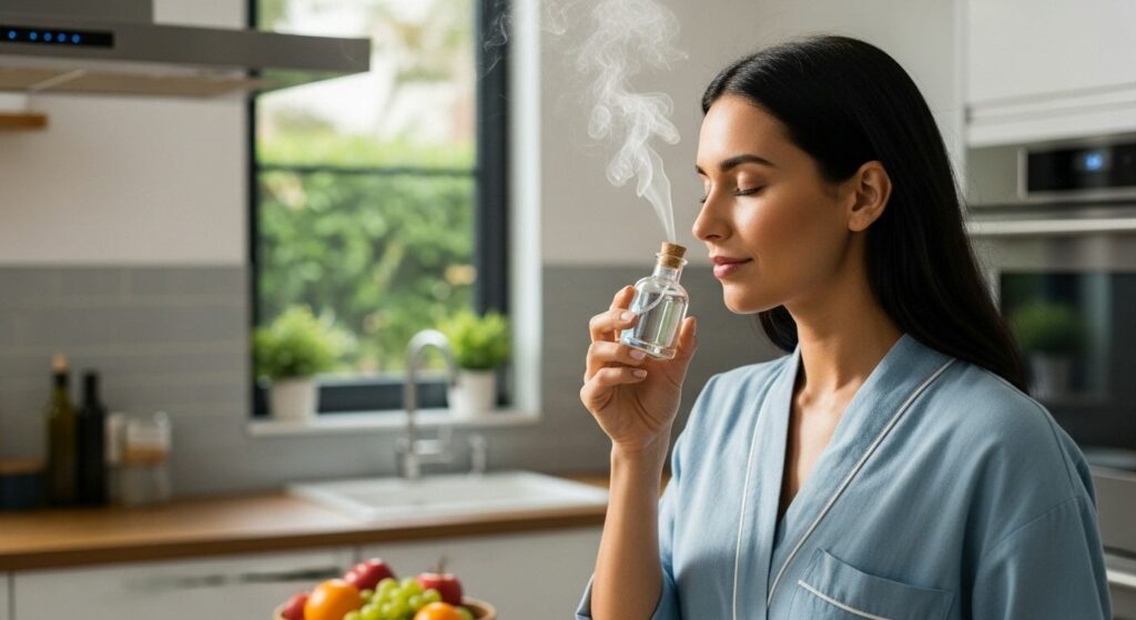 mulher cheirando aromatizador