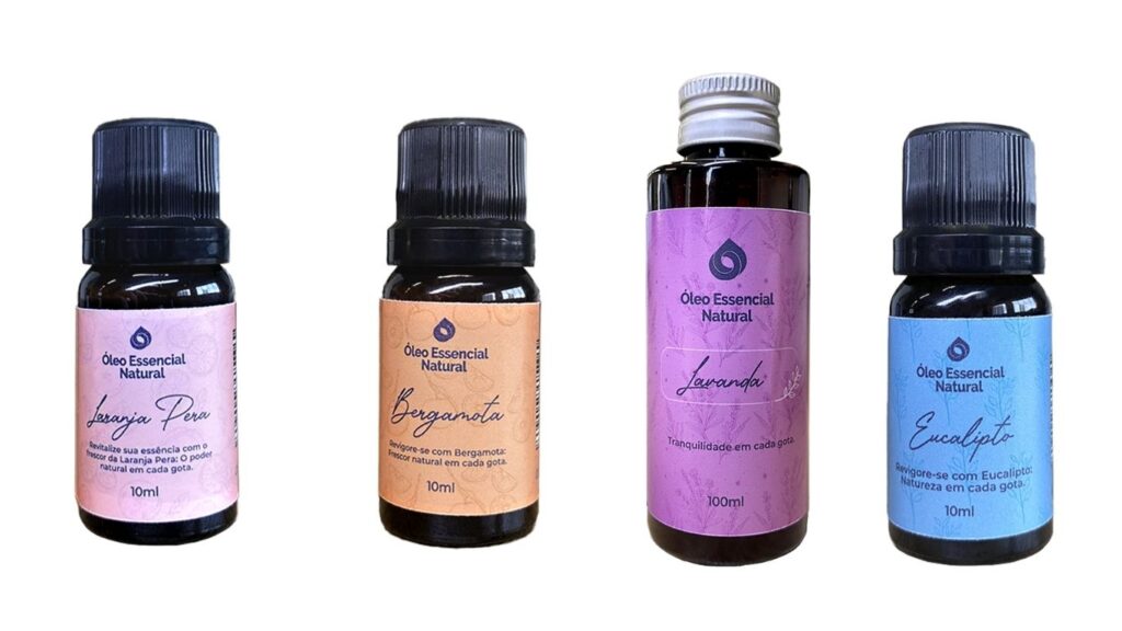 vidros de óleos essenciais